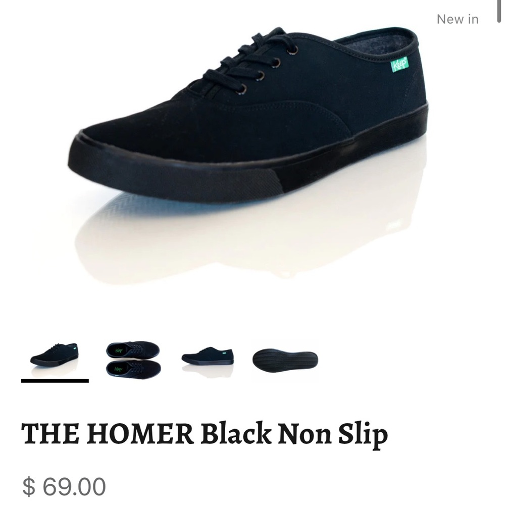 keep vegan sneakers the homer black 7.5 slip resistant anti slip faux suede